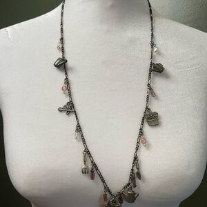 Charming Silver and Pink Gardening Necklace